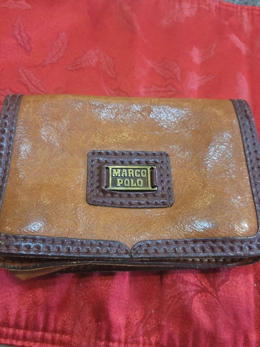 MARCO POLO 2-WAY Beautiful Cognac Leather Clutch